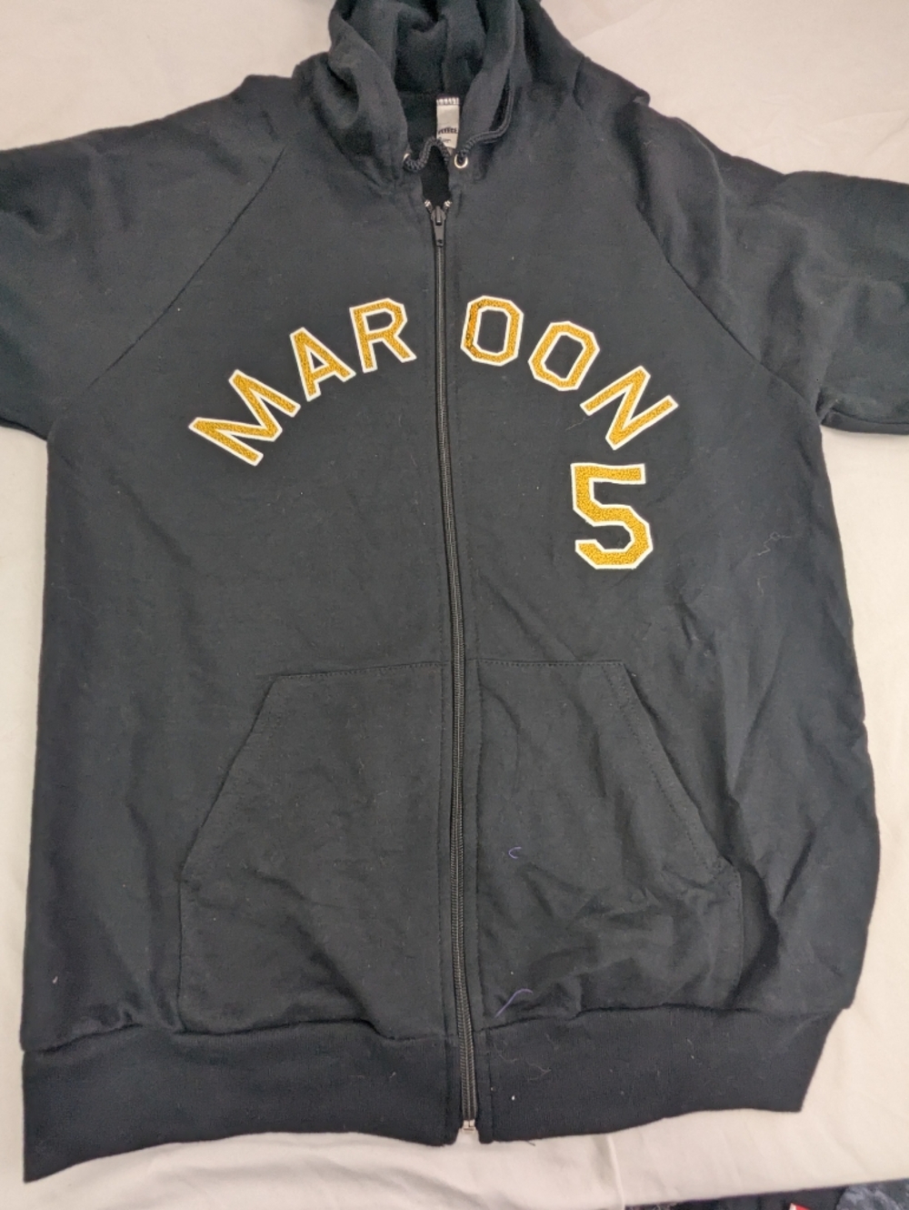 Maroon 5 Concert Merch Black Front Zip Hoodie With Gold Lettering Size Medium